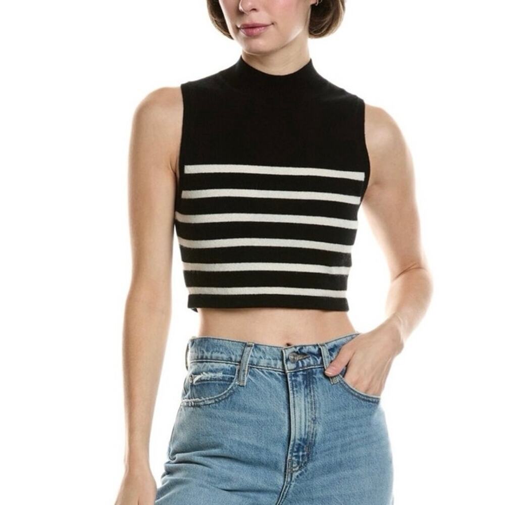 NWOT FRAME Denim Cropped Cashmere Sweater in Black SZ XS